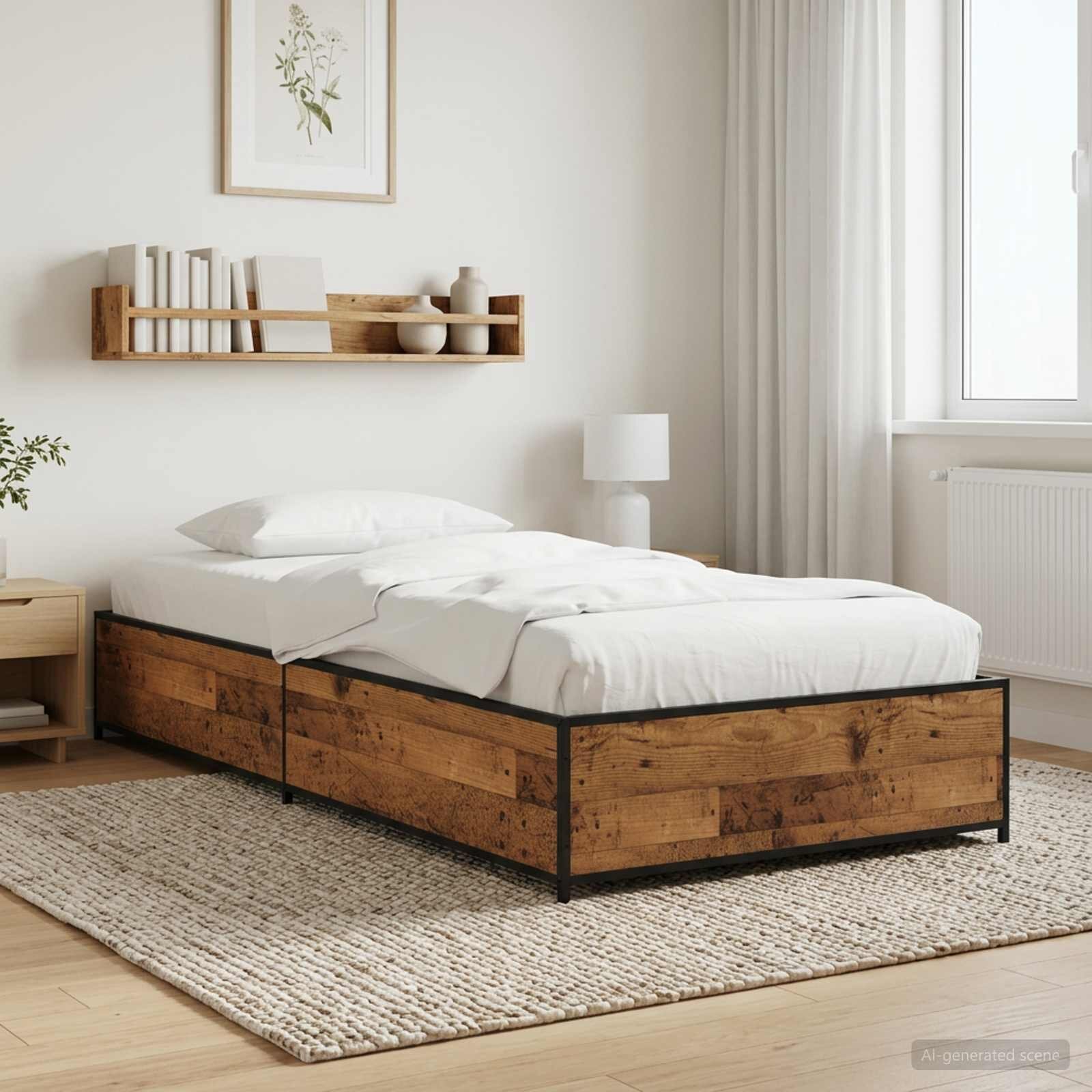 vidaXL Рамка за легло Старо дърво 80 x 200 cm Инженерна дървесина