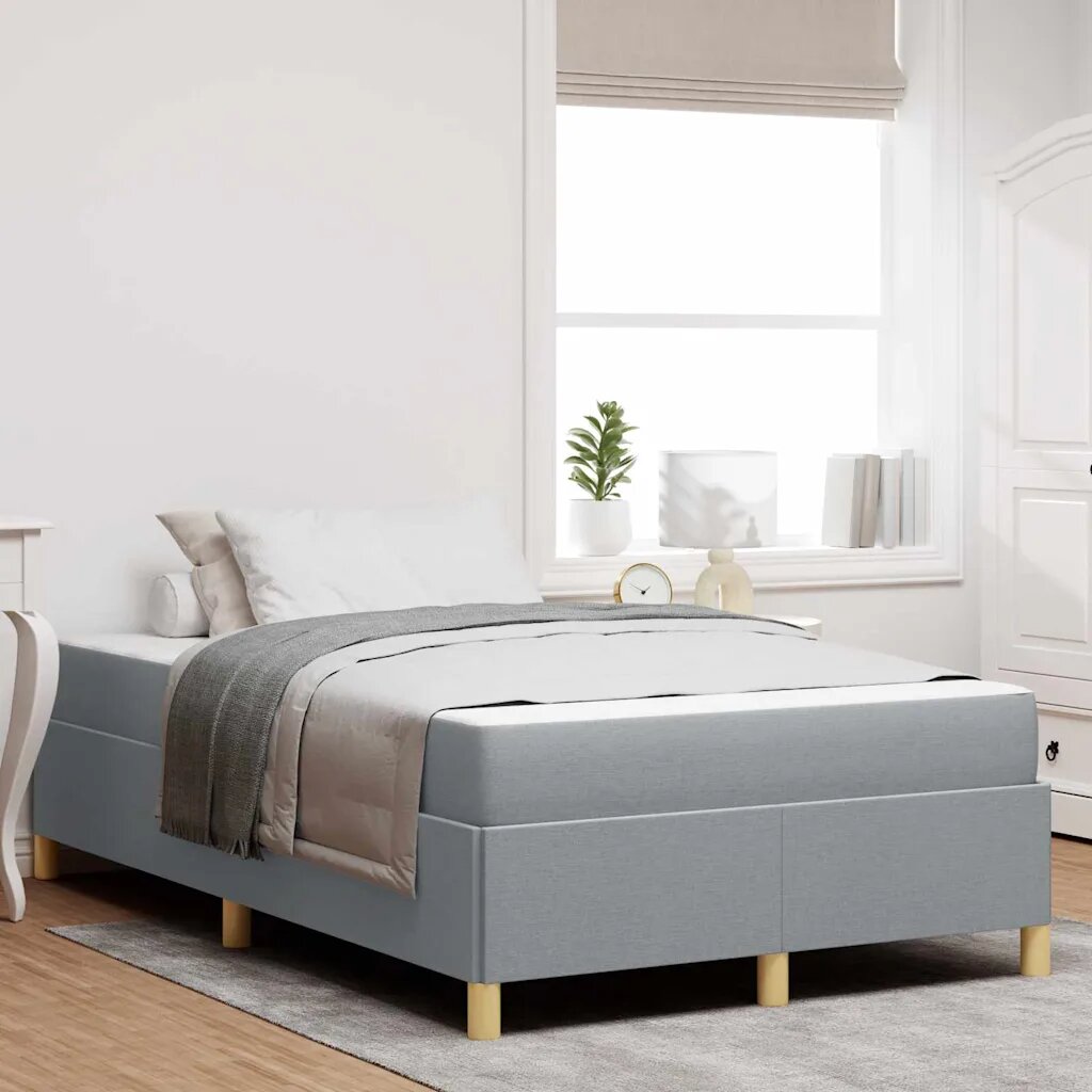 vidaXL Рамка за легло Светлосиво 120 x 190 cm текстил