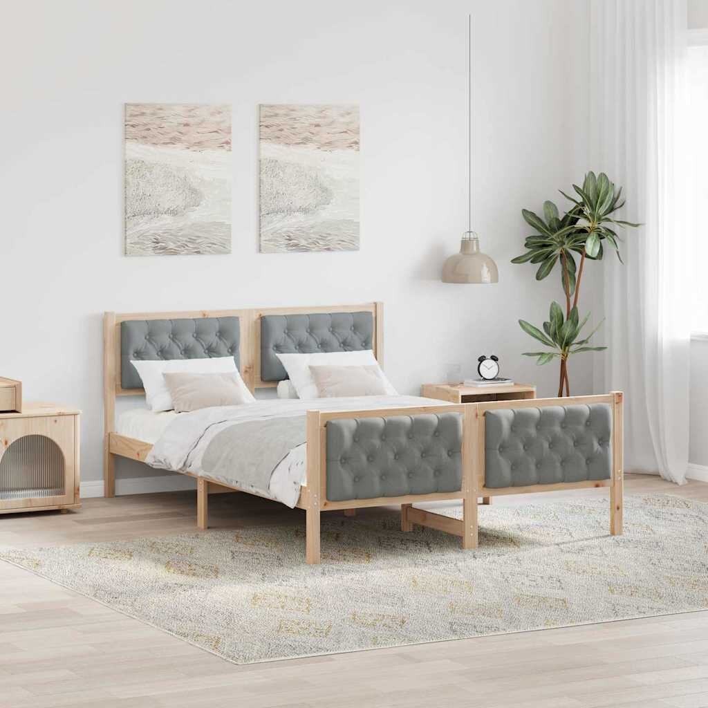 vidaXL Рамка за легло Светлосиво 150 x 200 cm Солидно борово дърво