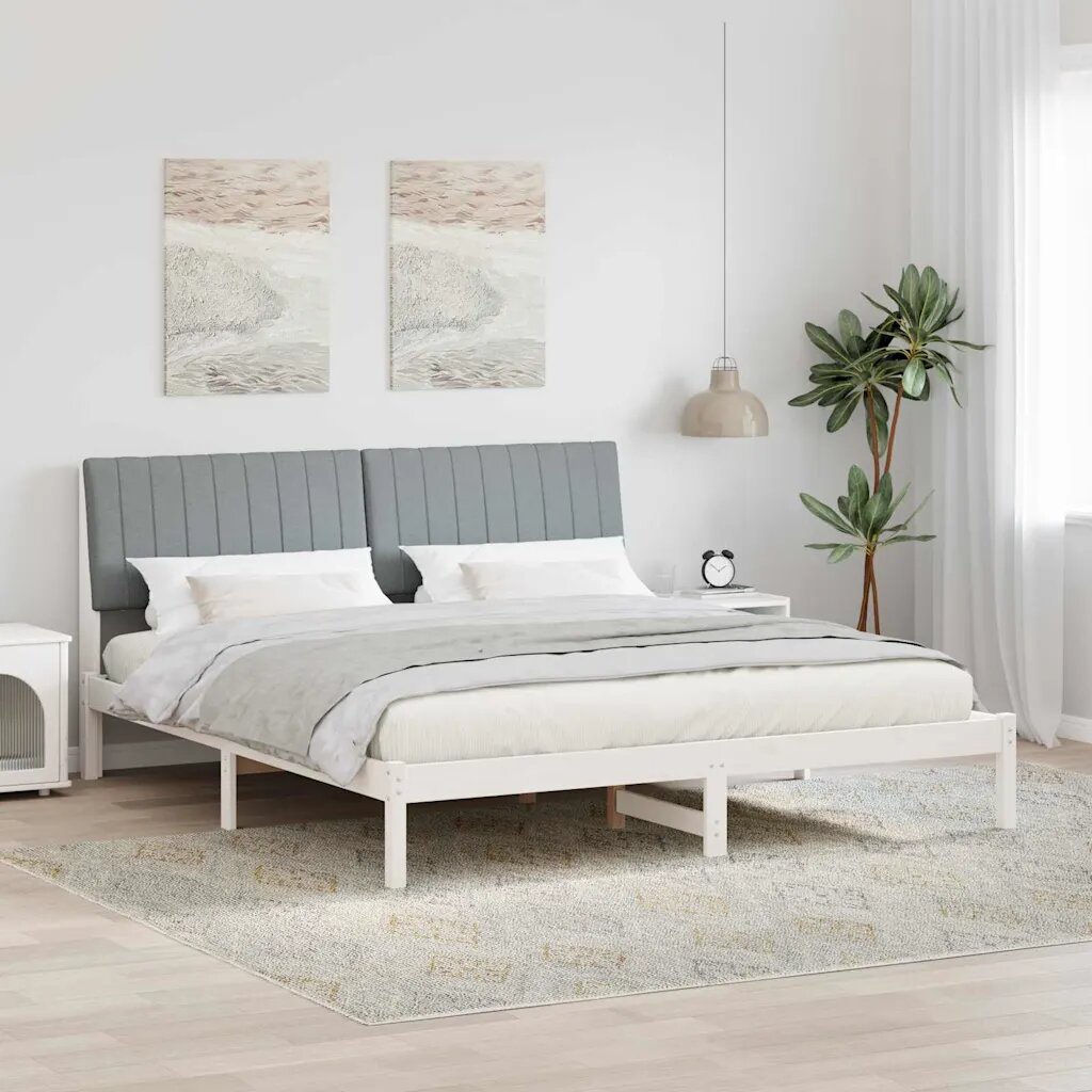 vidaXL Рамка за легло Светлосиво 180 x 200 cm Солидно борово дърво