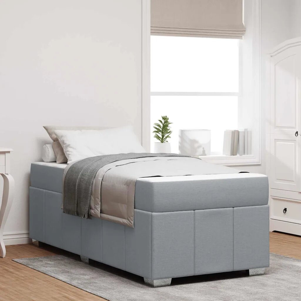 vidaXL Рамка за легло Светлосиво 90 x 190 cm текстил