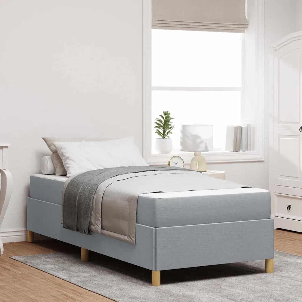 vidaXL Рамка за легло Светлосиво 90 x 200 cm текстил