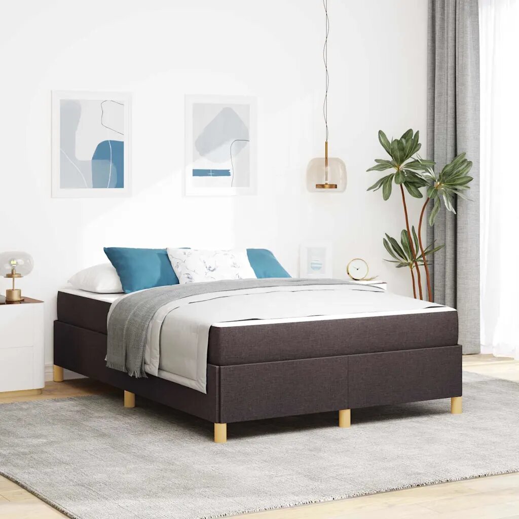 vidaXL Рамка за легло Тъмен кафяв 140 x 200 cm текстил