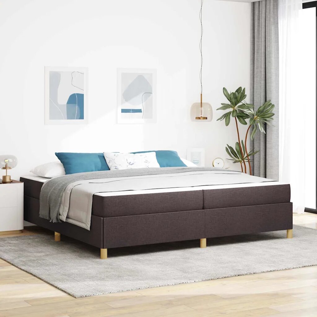 vidaXL Рамка за легло Тъмен кафяв 200 x 200 cm текстил