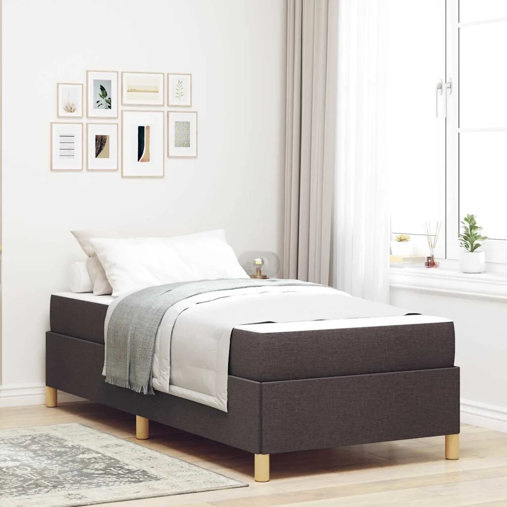 vidaXL Рамка за легло Тъмен кафяв 90 x 190 cm текстил
