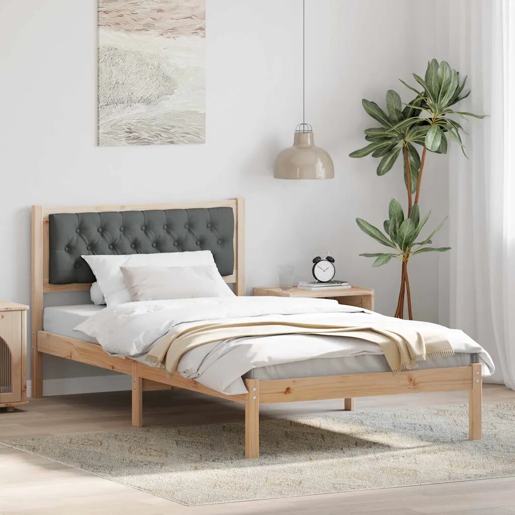 vidaXL Рамка за легло Тъмен сив 100 x 200 cm Солидно борово дърво