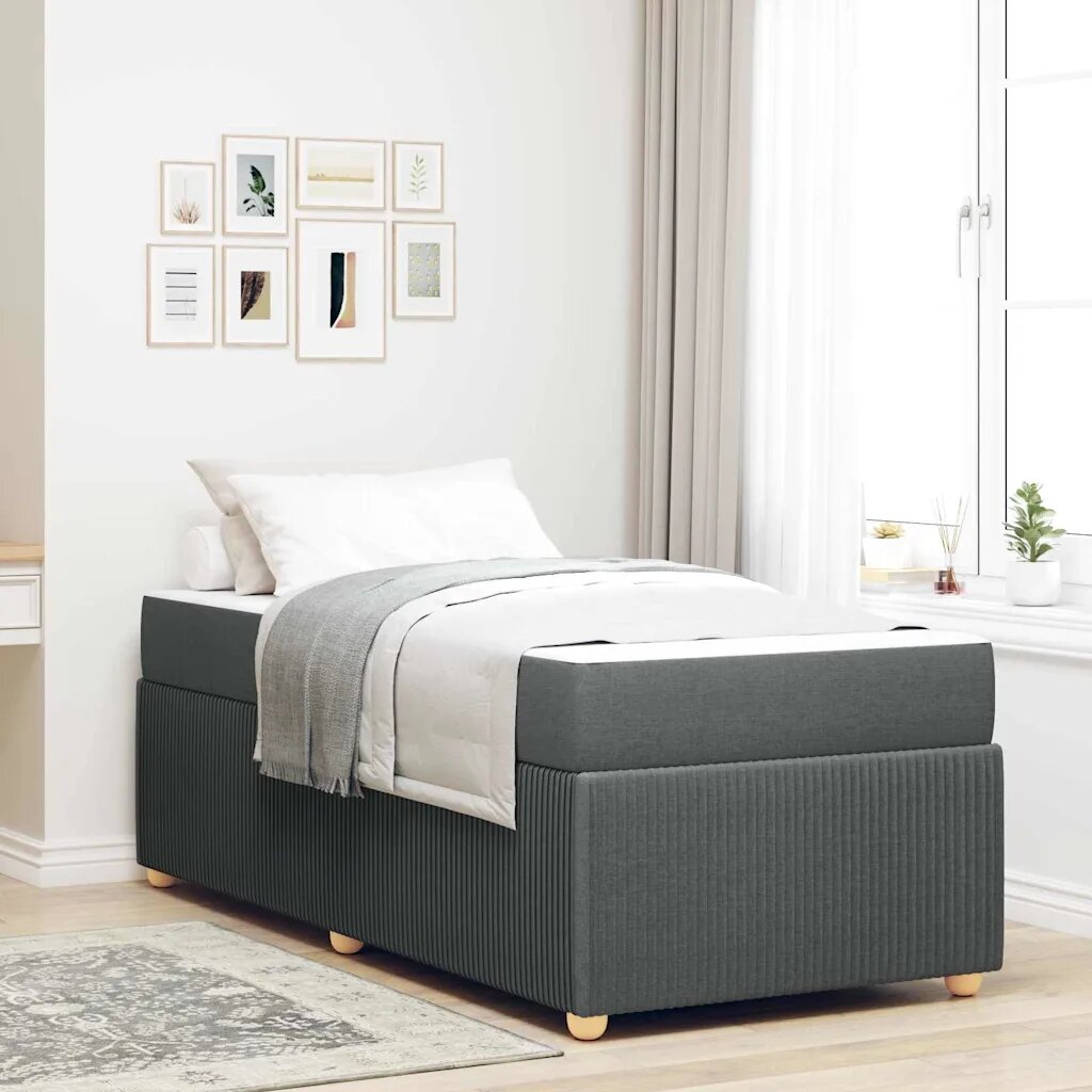 vidaXL Рамка за легло Тъмен сив 100 x 200 cm текстил