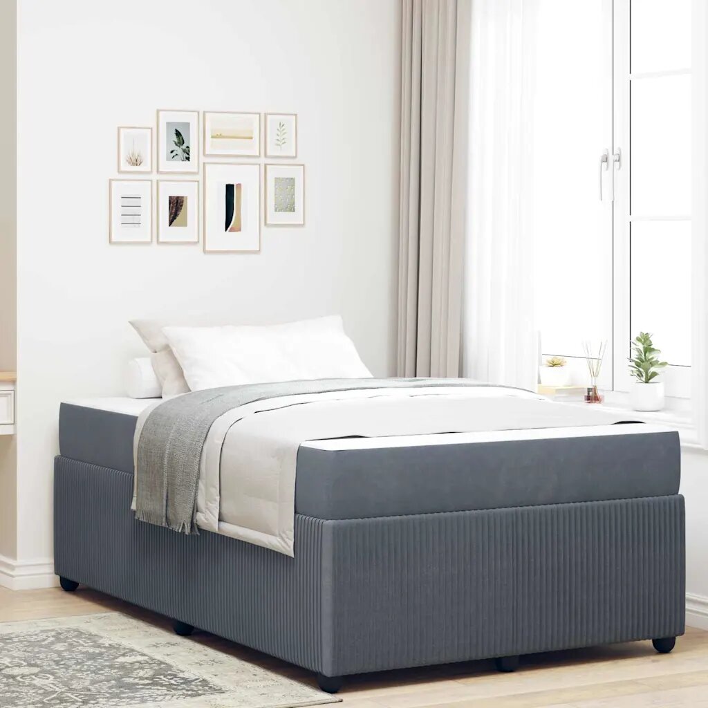 vidaXL Рамка за легло Тъмен сив 120 x 190 cm текстил