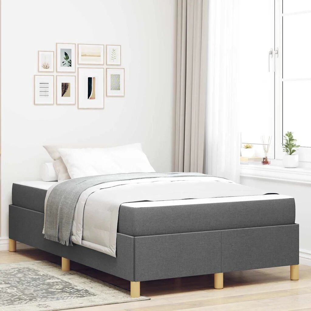 vidaXL Рамка за легло Тъмен сив 120 x 190 cm текстил