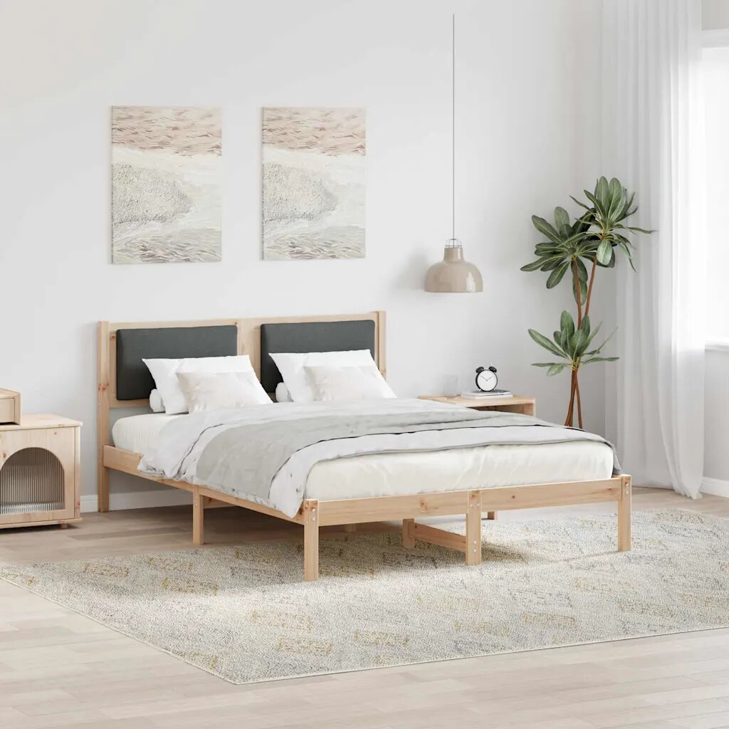 vidaXL Рамка за легло Тъмен сив 150 x 200 cm Солидно борово дърво