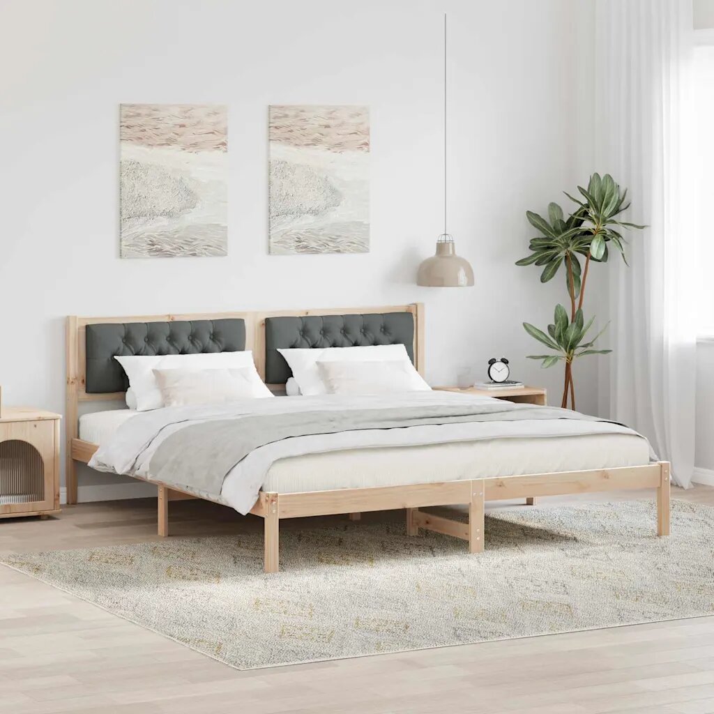 vidaXL Рамка за легло Тъмен сив 160 x 200 cm Солидно борово дърво