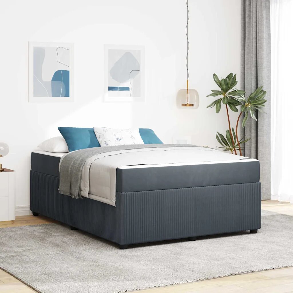 vidaXL Рамка за легло Тъмен сив 160 x 200 cm текстил