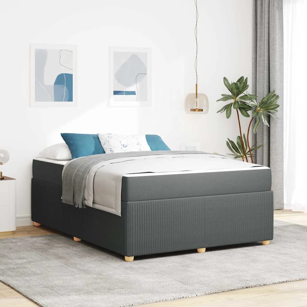 vidaXL Рамка за легло Тъмен сив 160 x 200 cm текстил