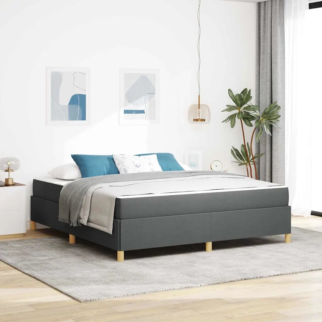 vidaXL Рамка за легло Тъмен сив 180 x 200 cm текстил