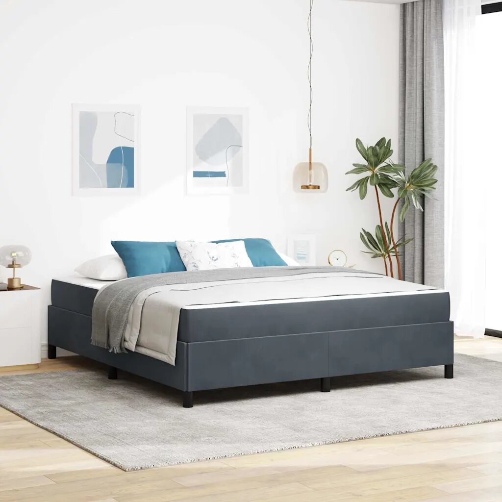vidaXL Рамка за легло Тъмен сив 180 x 200 cm текстил