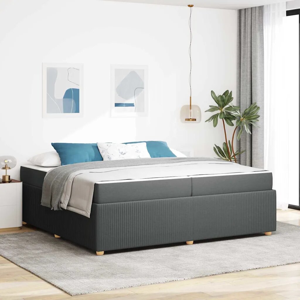 vidaXL Рамка за легло Тъмен сив 200 x 200 cm текстил