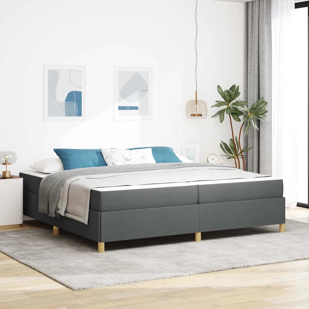 vidaXL Рамка за легло Тъмен сив 200 x 200 cm текстил