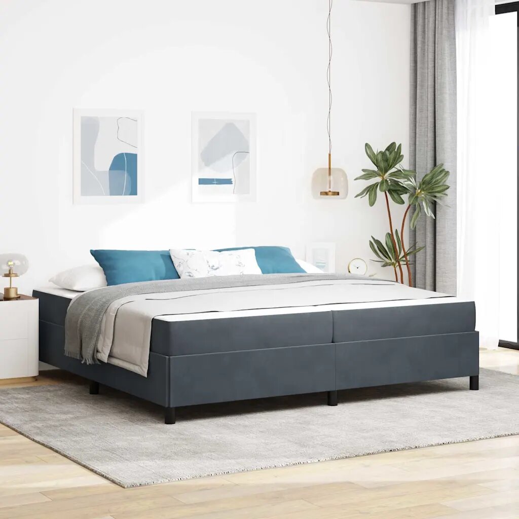 vidaXL Рамка за легло Тъмен сив 200 x 200 cm текстил
