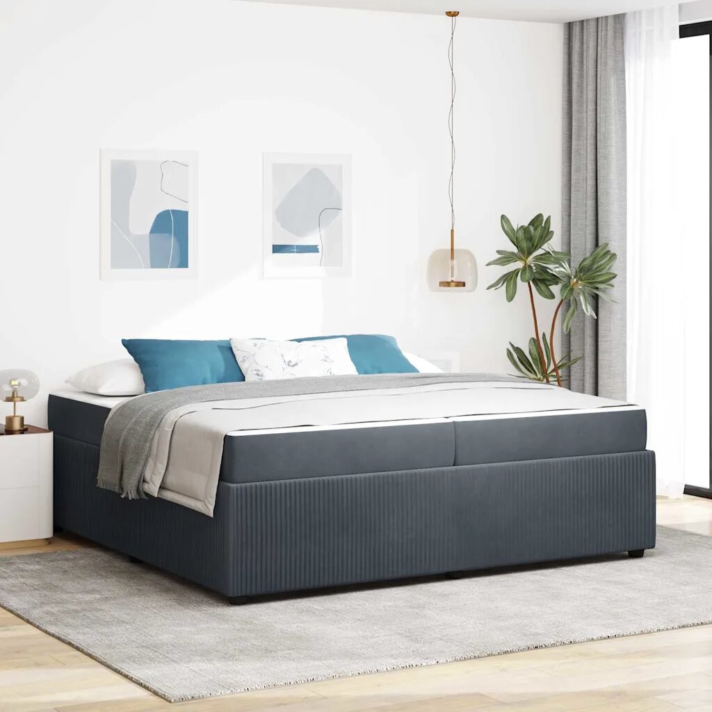 vidaXL Рамка за легло Тъмен сив 200 x 200 cm текстил