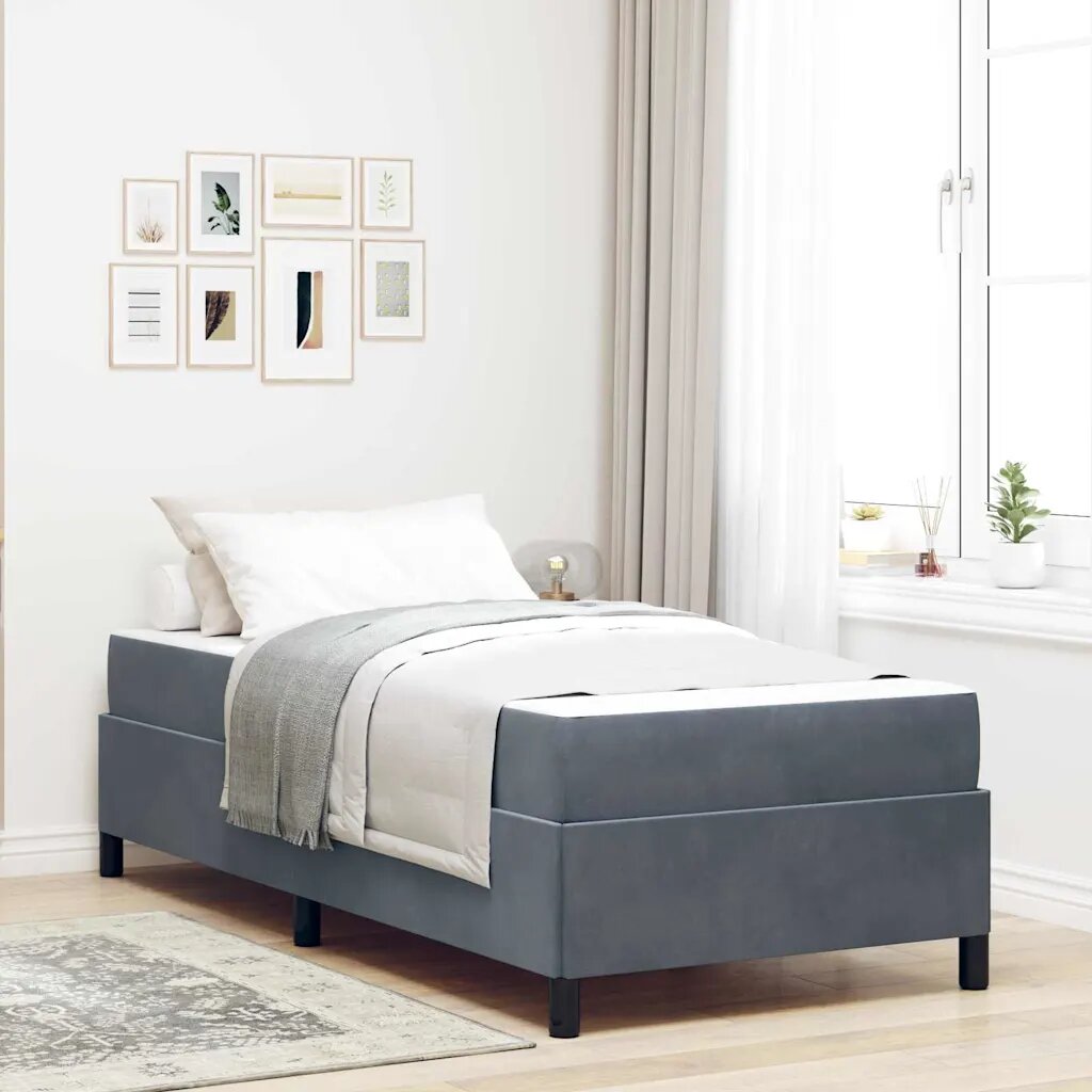 vidaXL Рамка за легло Тъмен сив 90 x 190 cm текстил
