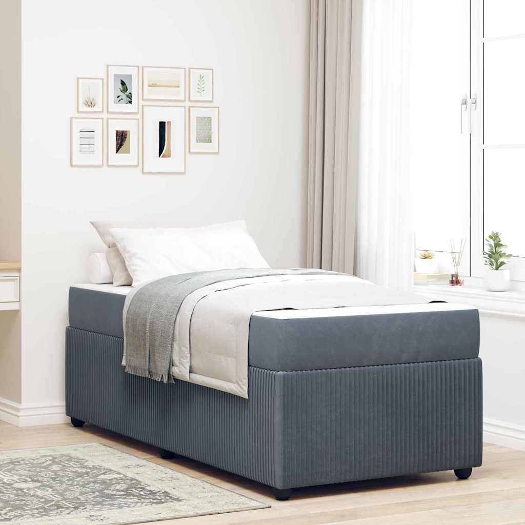 vidaXL Рамка за легло Тъмен сив 90 x 190 cm текстил