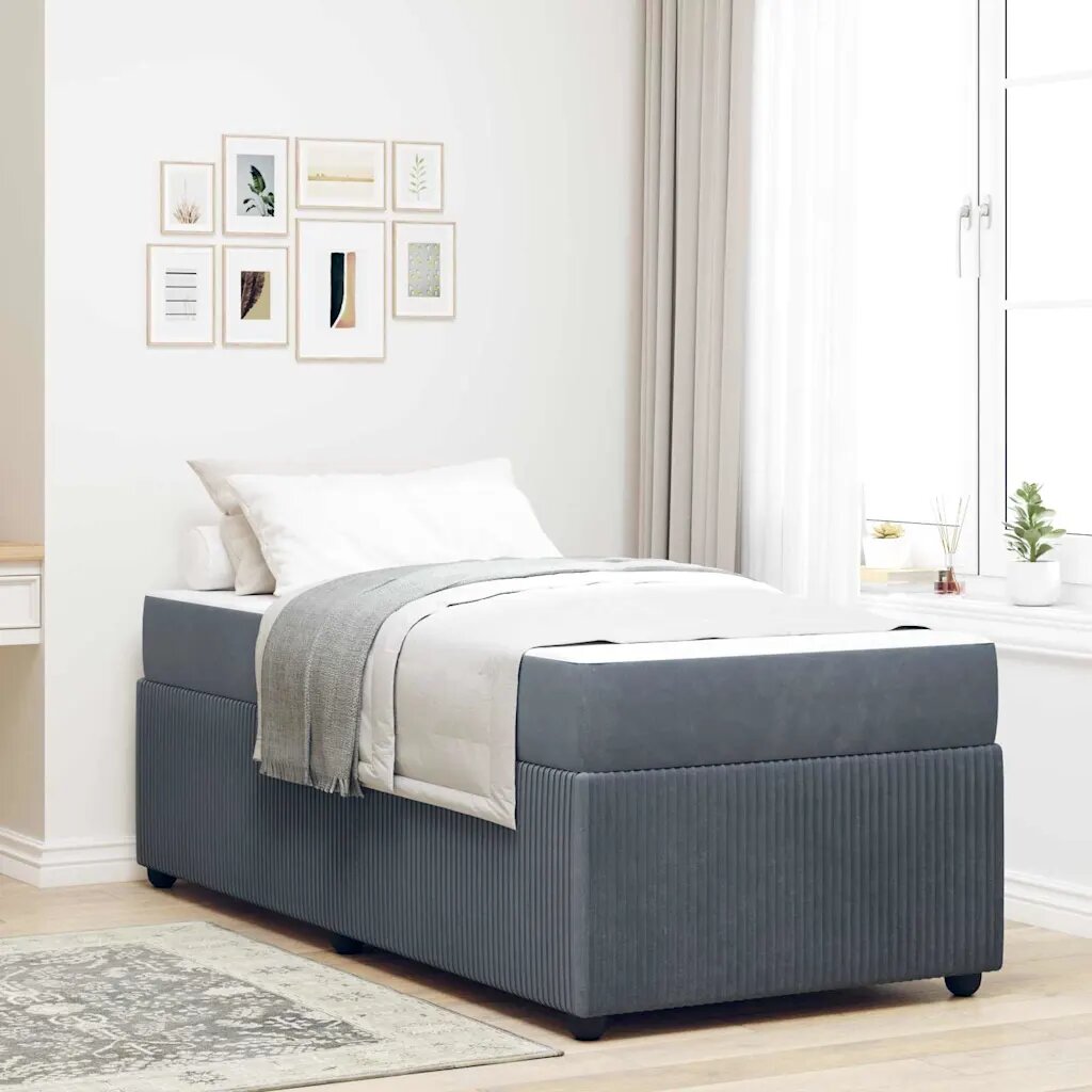 vidaXL Рамка за легло Тъмен сив 90 x 200 cm текстил