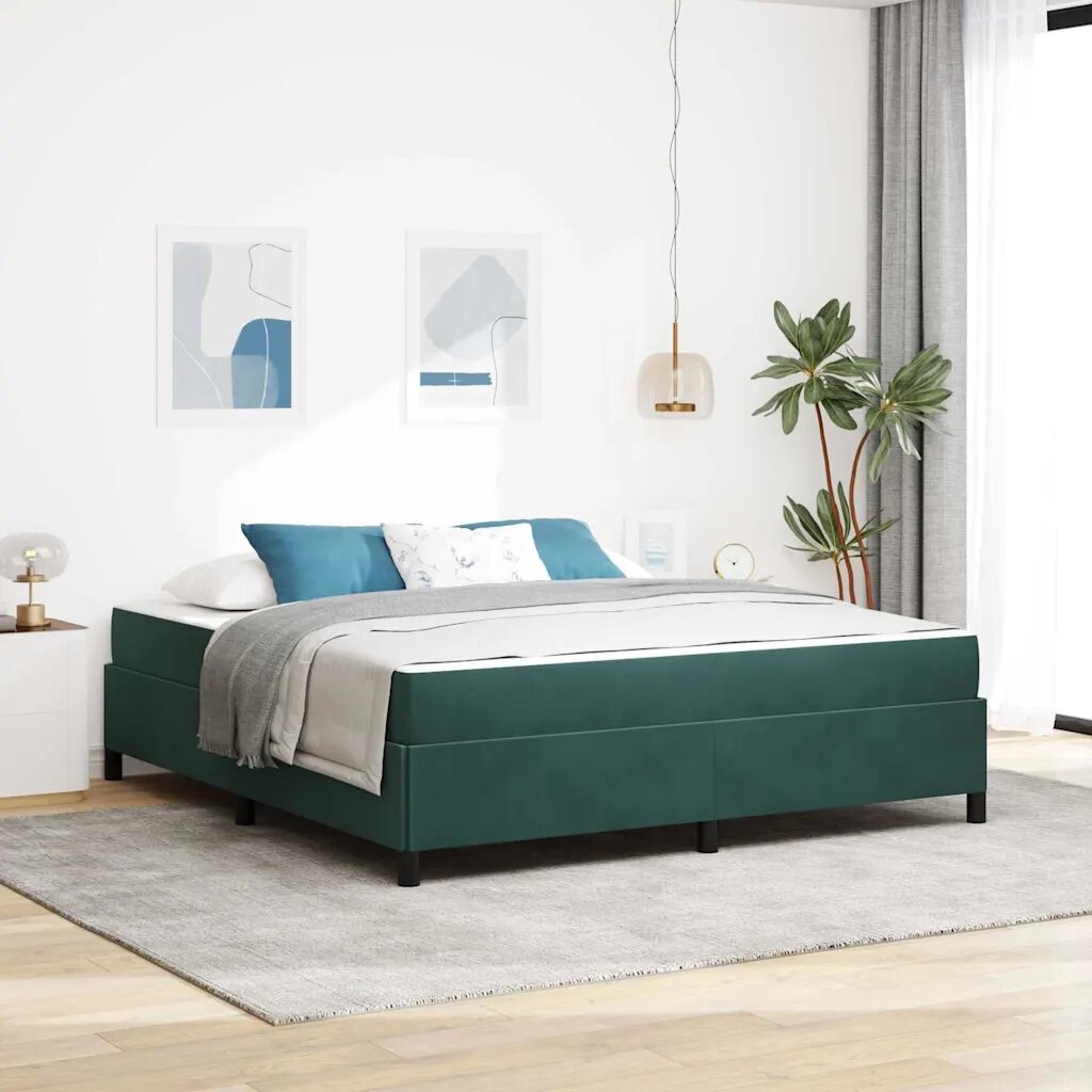 vidaXL Рамка за легло Тъмен зелен 180 x 200 cm текстил