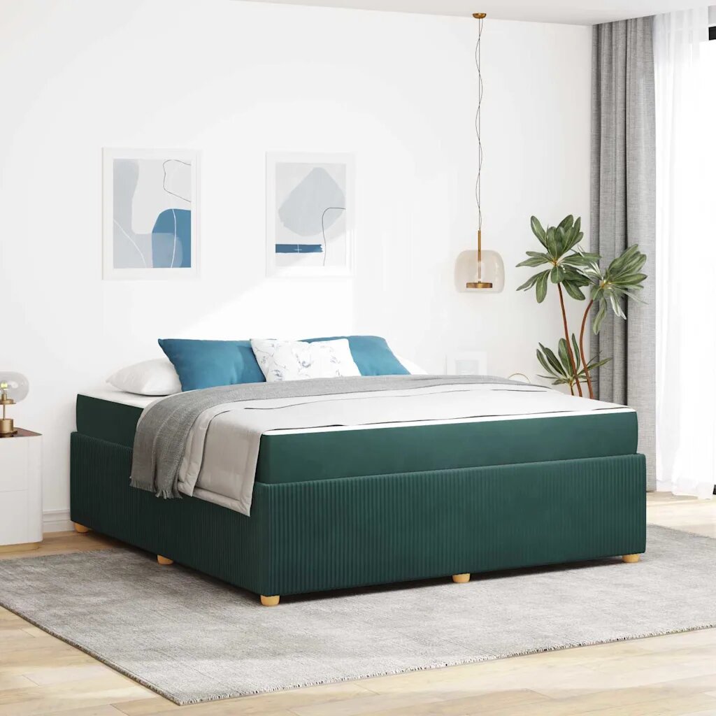 vidaXL Рамка за легло Тъмен зелен 180 x 200 cm текстил
