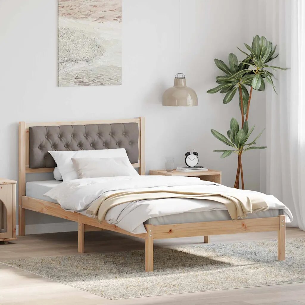 vidaXL Рамка за легло Таупе 100 x 200 cm Солидно борово дърво
