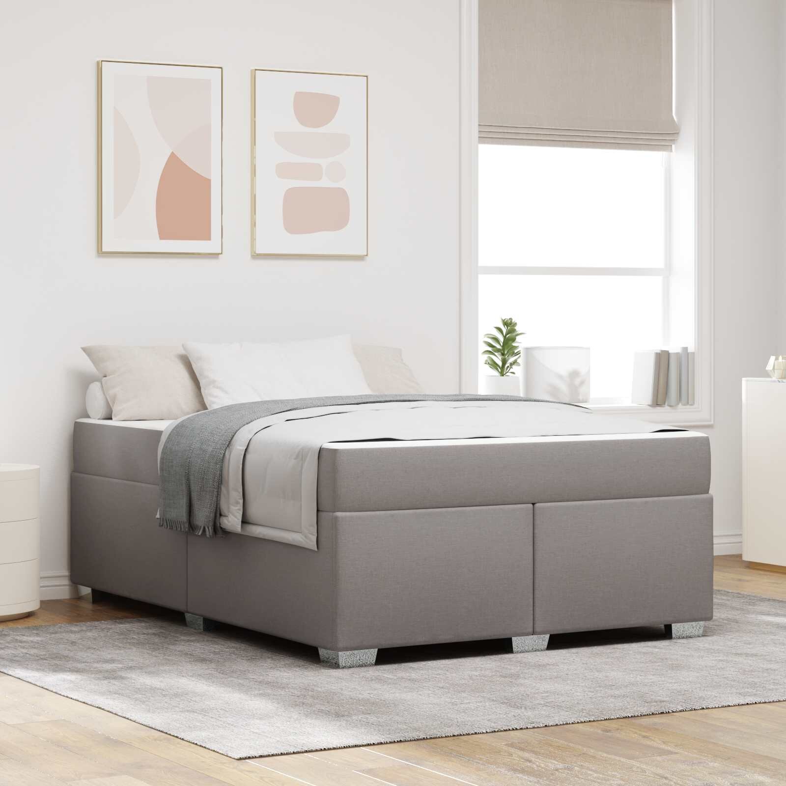 vidaXL Рамка за легло Таупе 140 x 200 cm текстил
