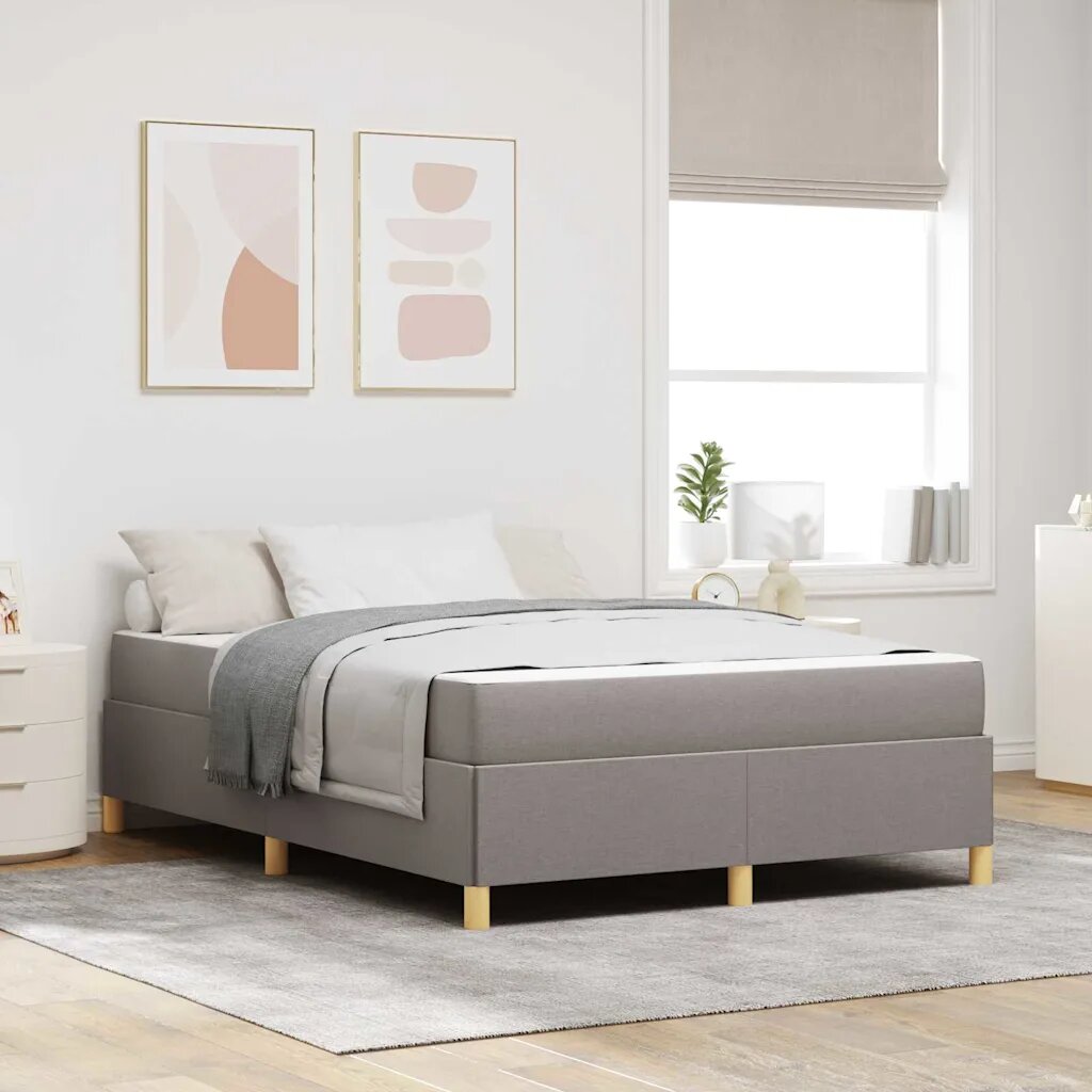 vidaXL Рамка за легло Таупе 140 x 200 cm текстил