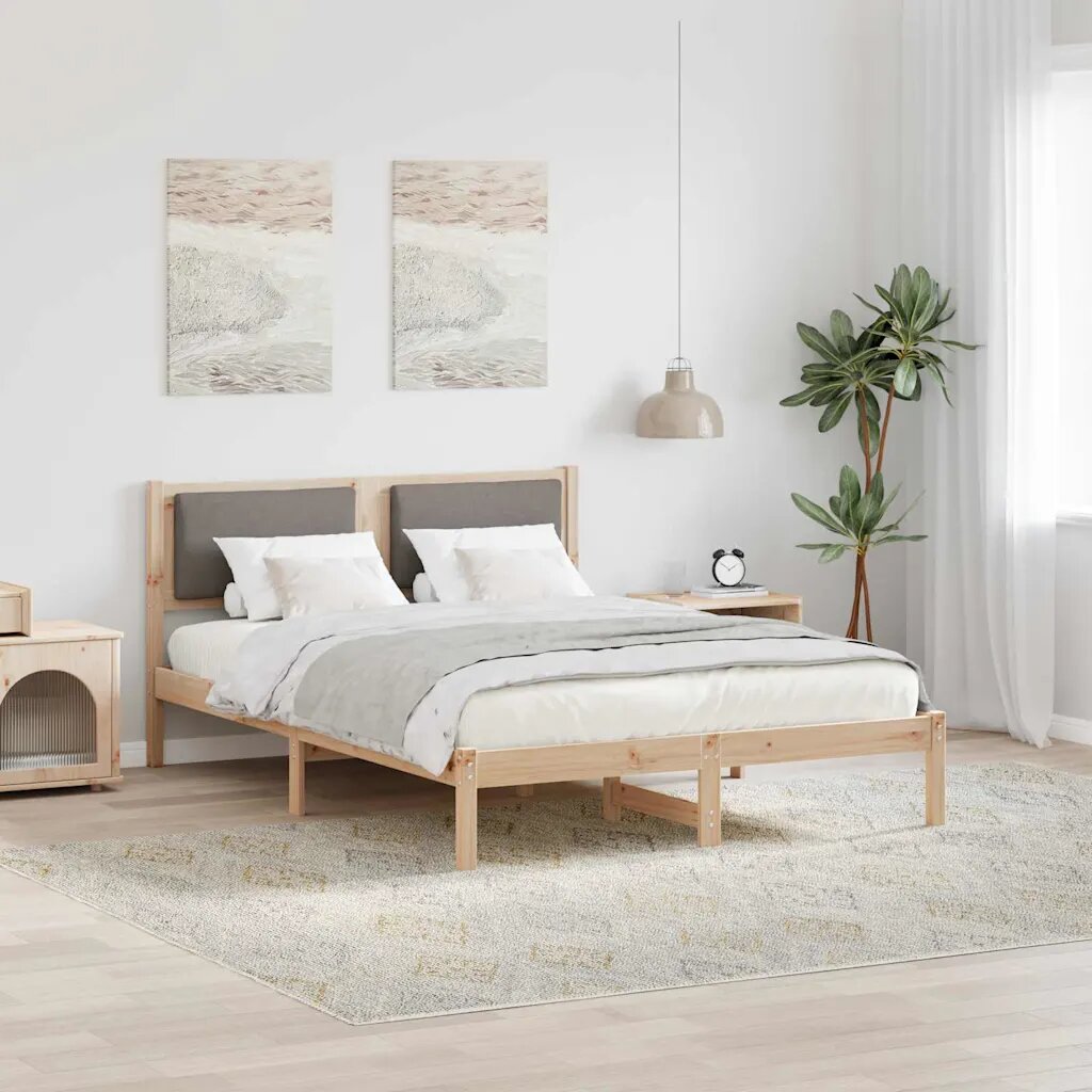 vidaXL Рамка за легло Таупе 160 x 200 cm Солидно борово дърво