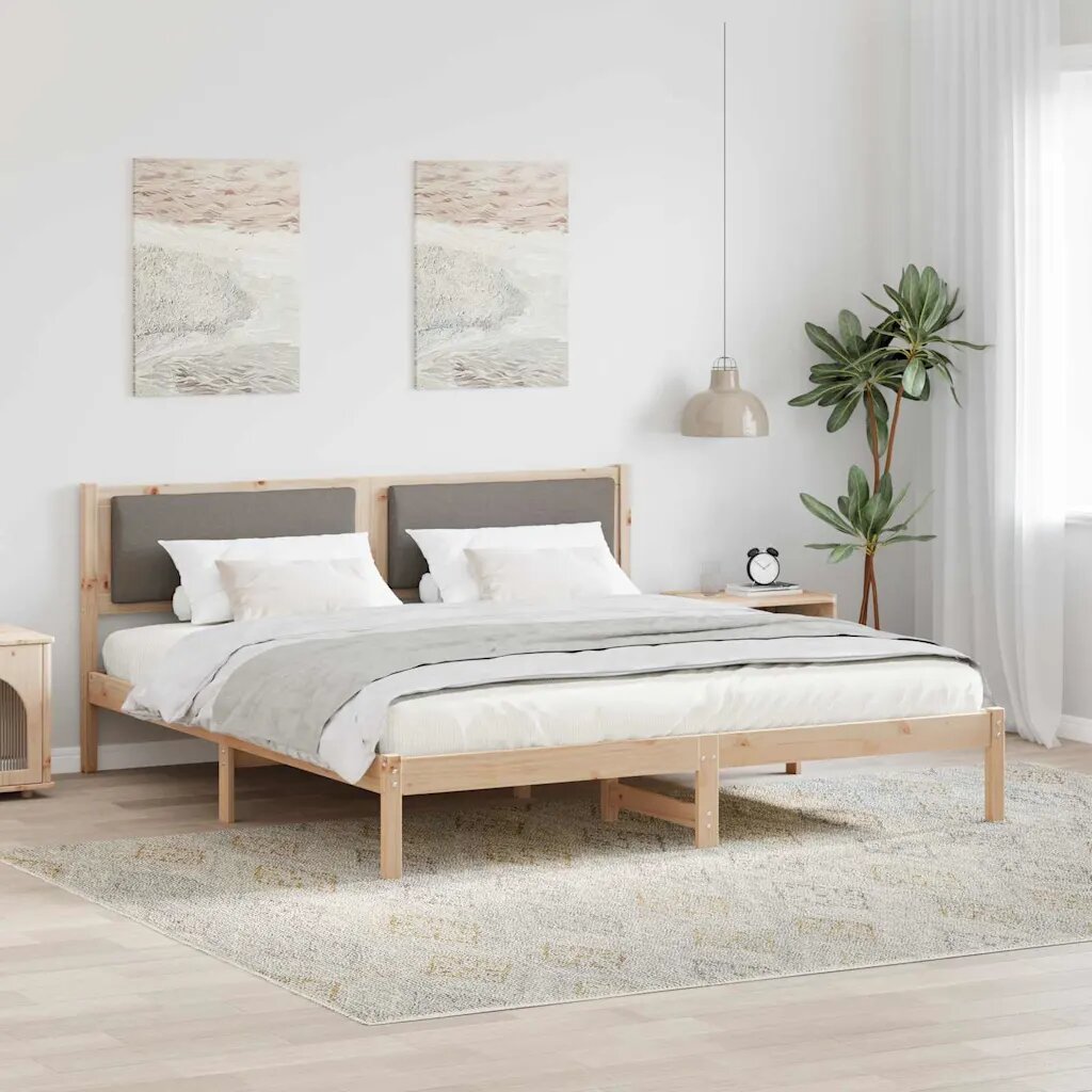vidaXL Рамка за легло Таупе 200 x 200 cm Солидно борово дърво
