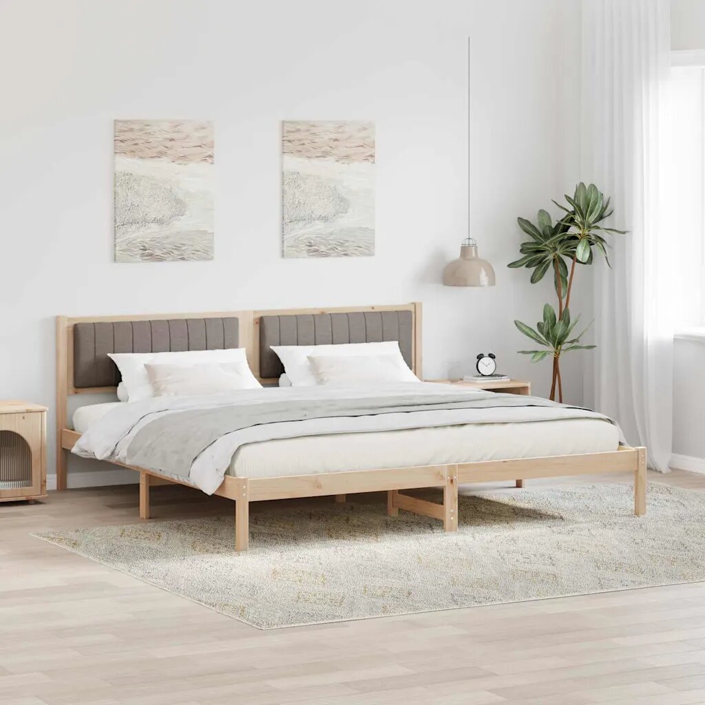 vidaXL Рамка за легло Таупе 200 x 200 cm Солидно борово дърво