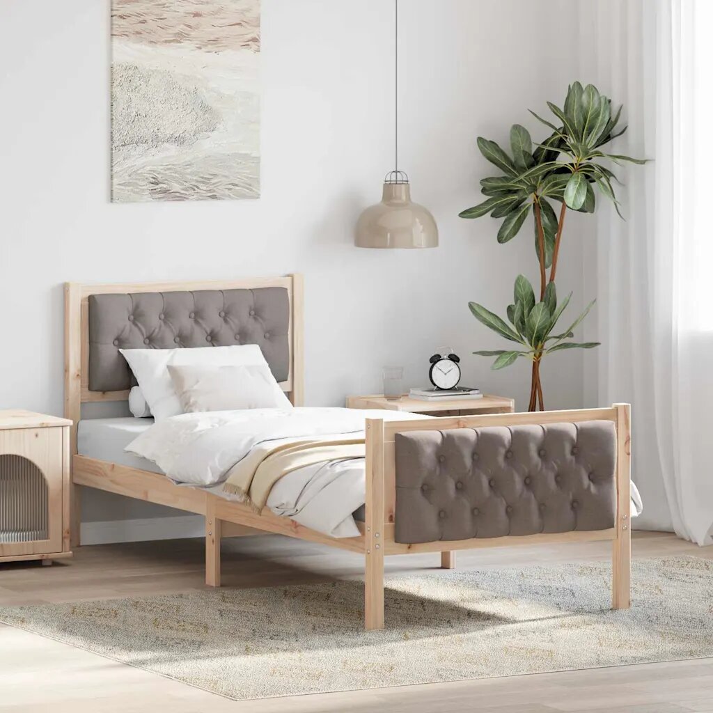 vidaXL Рамка за легло Таупе 75 x 190 cm Солидно борово дърво