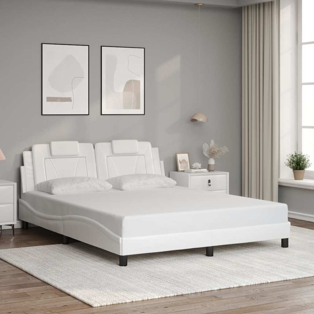 vidaXL Рамка за легло Viana без матрак бяла 160x200 см изкуствена кожа
