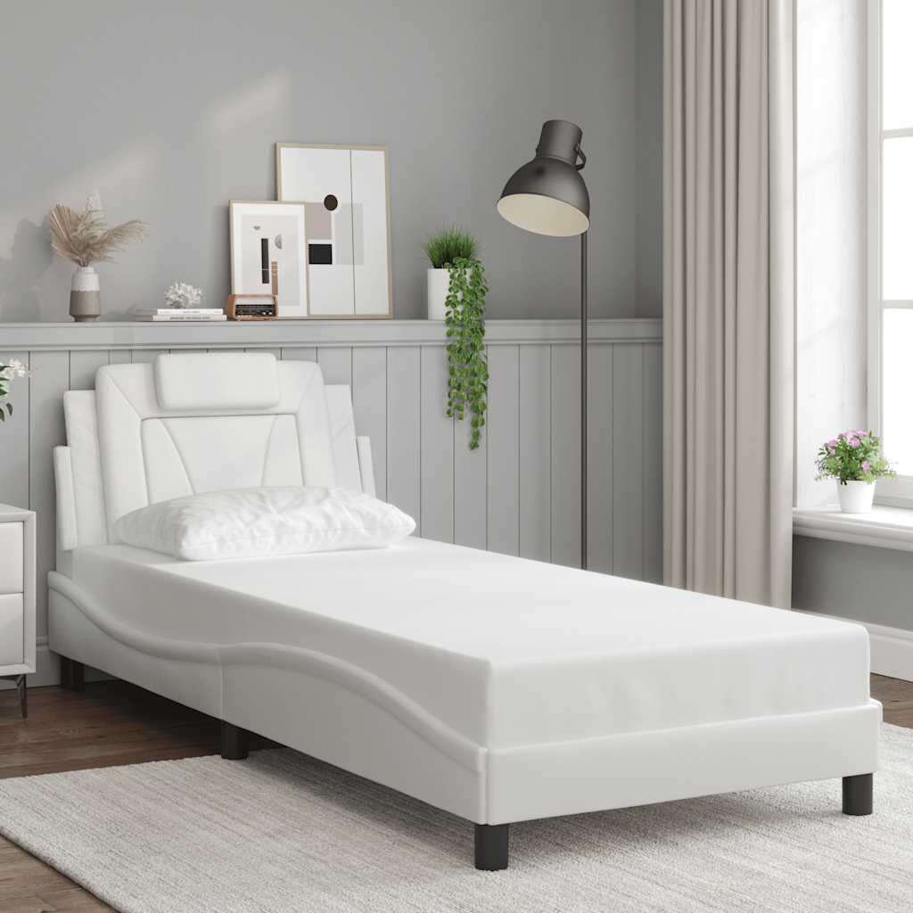 vidaXL Рамка за легло Viana без матрак бяла 90x190 см изкуствена кожа