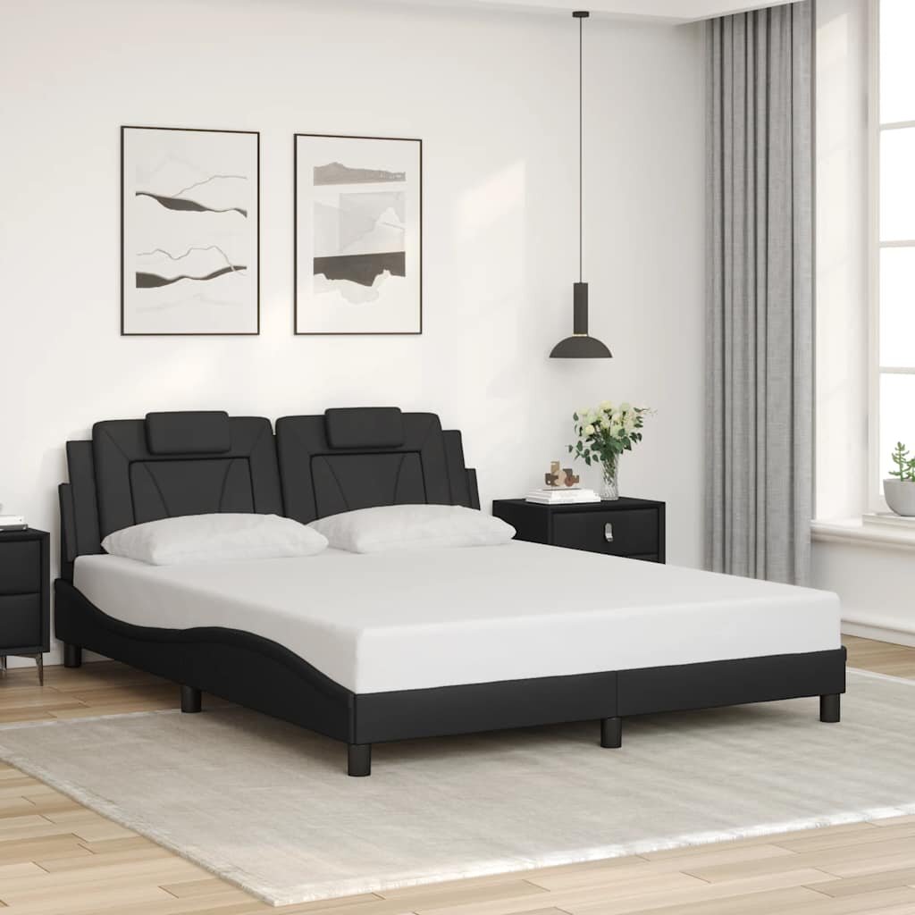 vidaXL Рамка за легло Viana без матрак черна 160x200 см изкуствена кожа