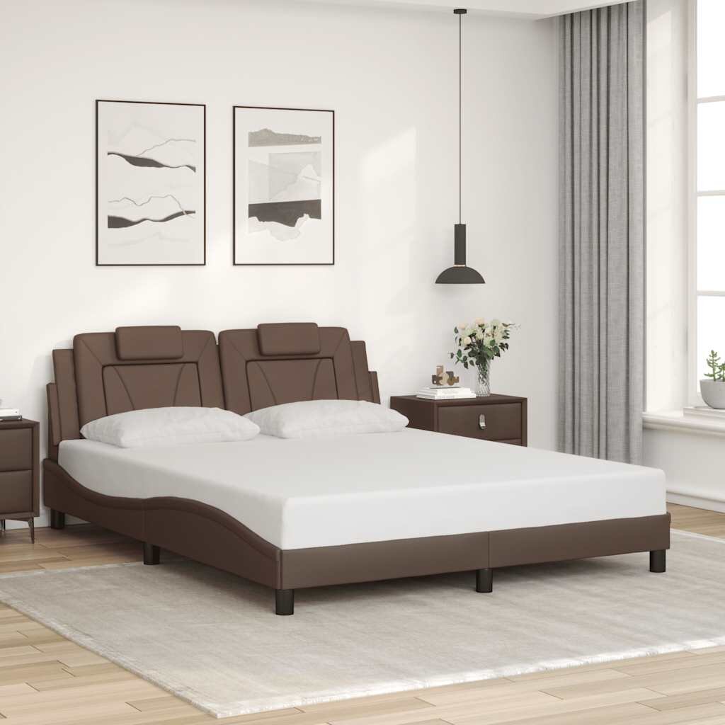 vidaXL Рамка за легло Viana без матрак кафява 160x200 см изкуствена кожа