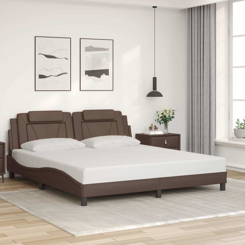 vidaXL Рамка за легло Viana без матрак кафява 180x200 см изкуствена кожа