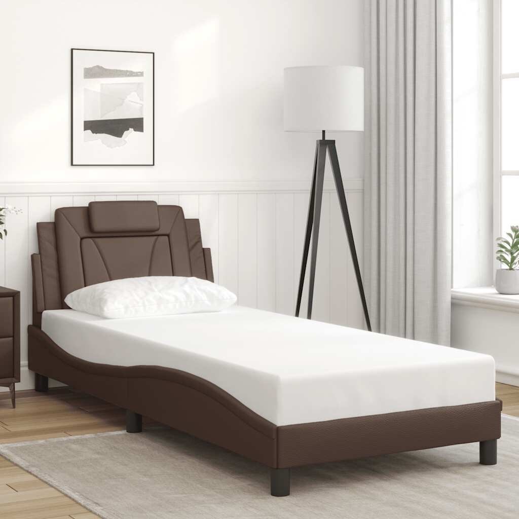 vidaXL Рамка за легло Viana без матрак кафява 80x200 см изкуствена кожа
