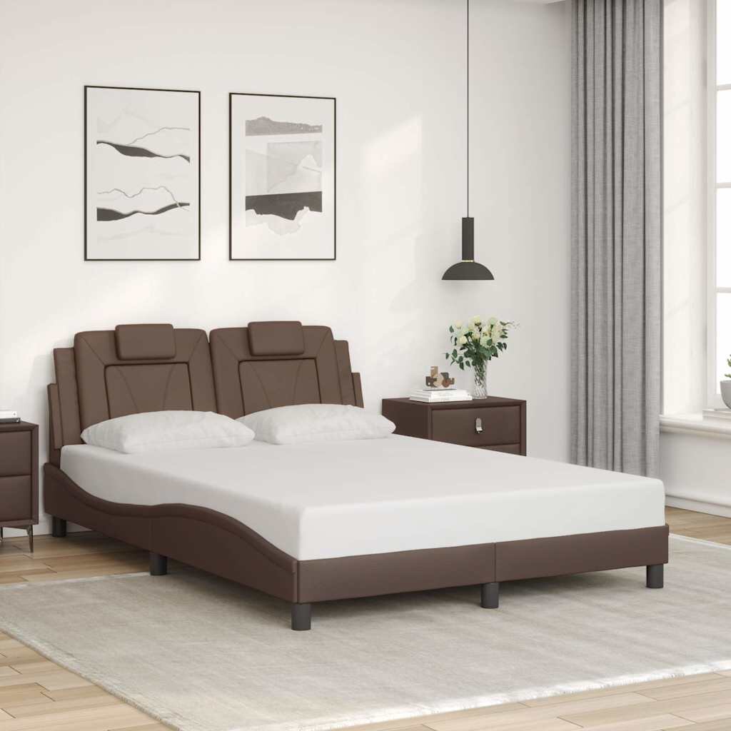 vidaXL Рамка за легло Viana без матрак кафява140x190 см изкуствена кожа