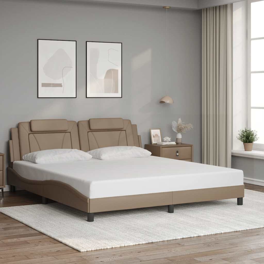 vidaXL Рамка за легло Viana без матрак капучино 180x200 см изкуствена кожа