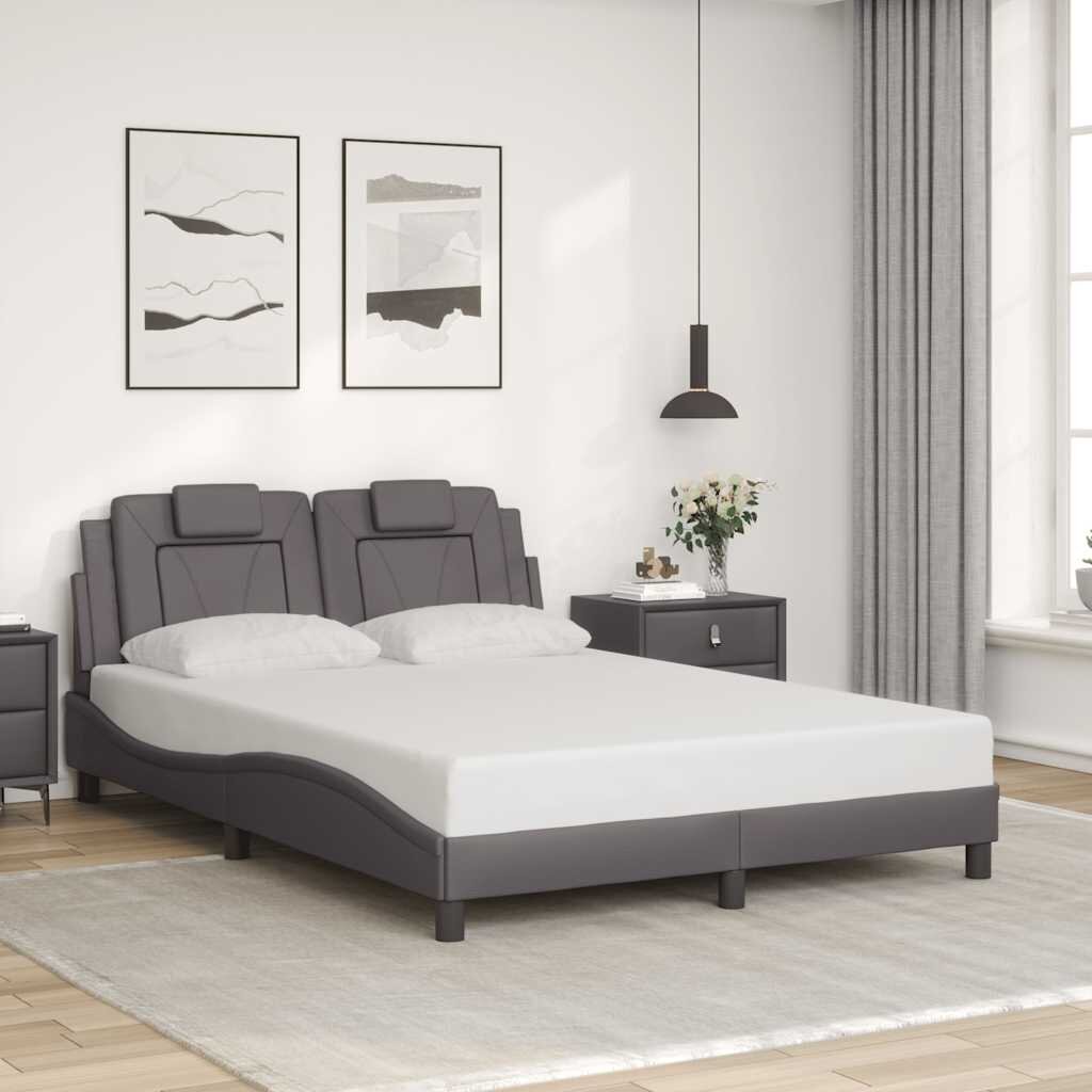 vidaXL Рамка за легло Viana без матрак сива 140x190 см изкуствена кожа