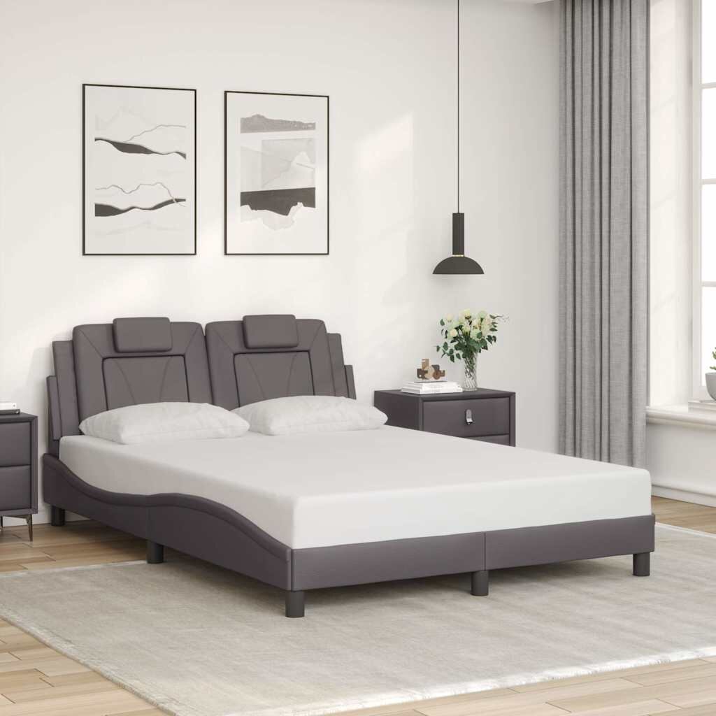 vidaXL Рамка за легло Viana без матрак сива 140x200 см изкуствена кожа