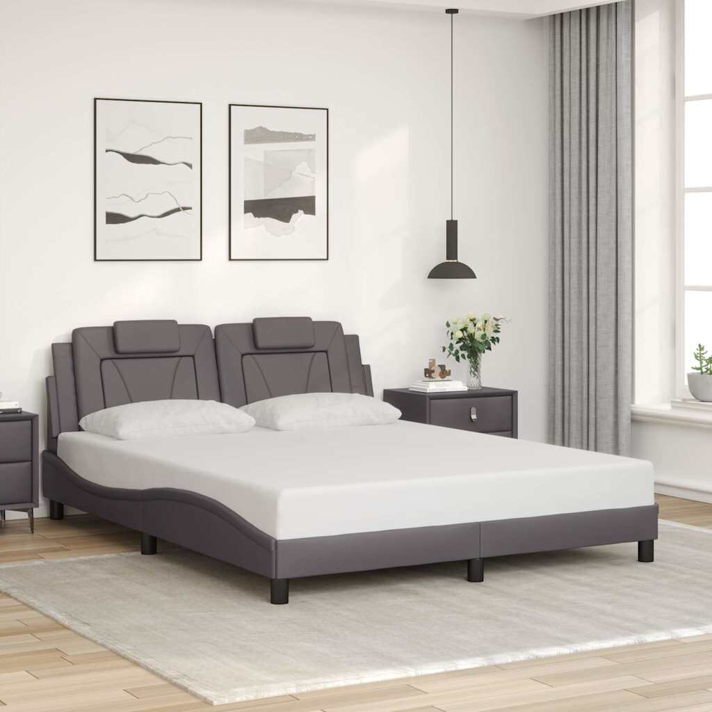vidaXL Рамка за легло Viana без матрак сива 160x200 см изкуствена кожа