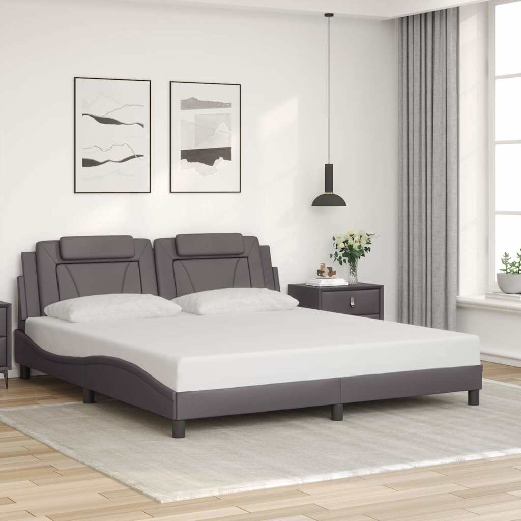 vidaXL Рамка за легло Viana без матрак сива 180x200 см изкуствена кожа
