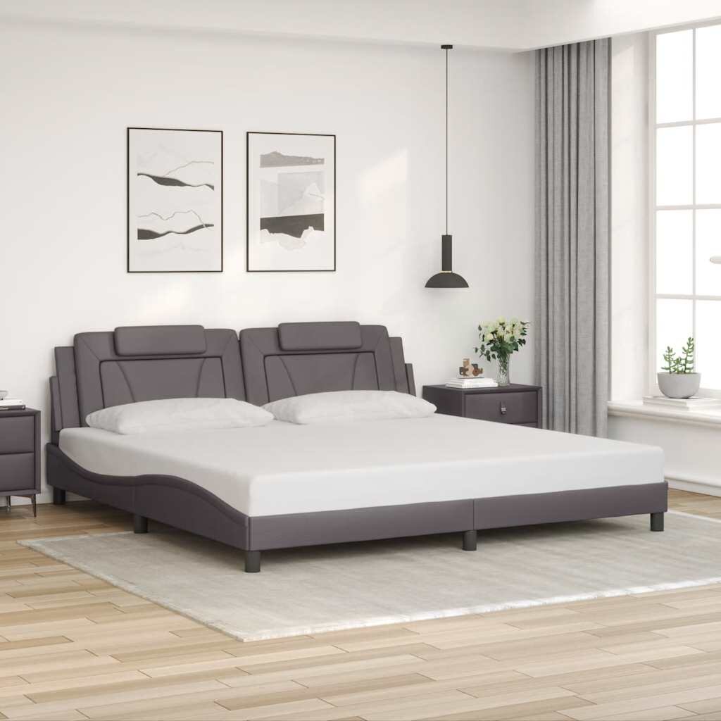 vidaXL Рамка за легло Viana без матрак сива 200x200 см изкуствена кожа