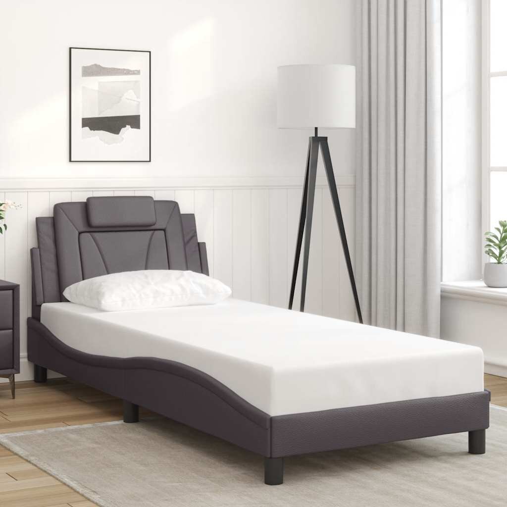 vidaXL Рамка за легло Viana без матрак сива 80x200 см изкуствена кожа