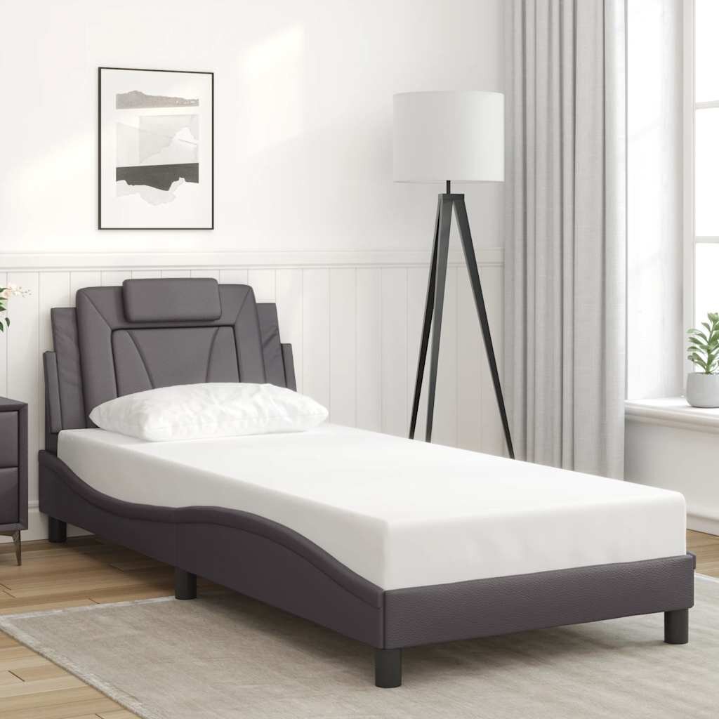 vidaXL Рамка за легло Viana без матрак сива 90x200 см изкуствена кожа